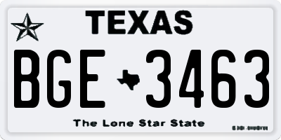 TX license plate BGE3463