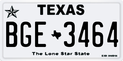 TX license plate BGE3464