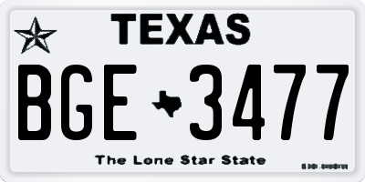 TX license plate BGE3477