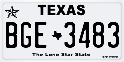 TX license plate BGE3483