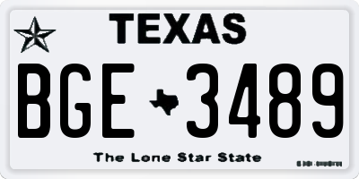 TX license plate BGE3489