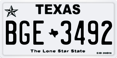TX license plate BGE3492