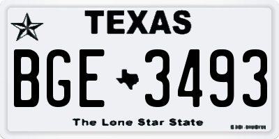 TX license plate BGE3493