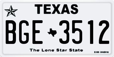 TX license plate BGE3512