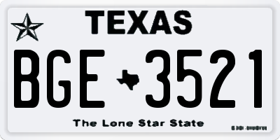TX license plate BGE3521