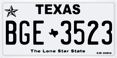 TX license plate BGE3523