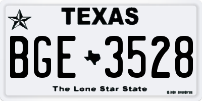 TX license plate BGE3528