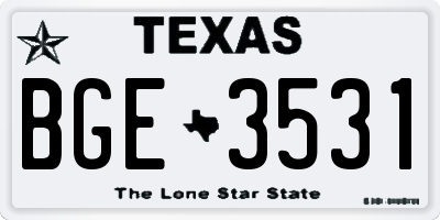 TX license plate BGE3531