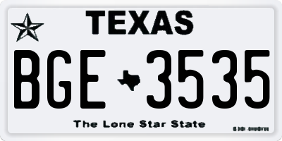 TX license plate BGE3535