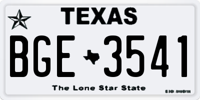 TX license plate BGE3541