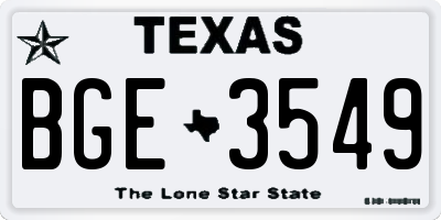 TX license plate BGE3549