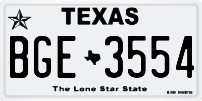 TX license plate BGE3554