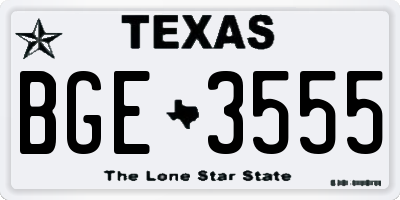 TX license plate BGE3555
