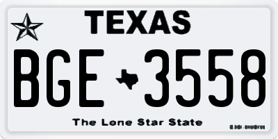 TX license plate BGE3558