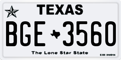 TX license plate BGE3560