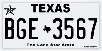 TX license plate BGE3567