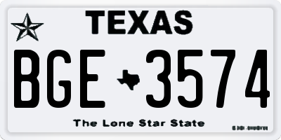 TX license plate BGE3574