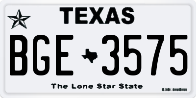 TX license plate BGE3575