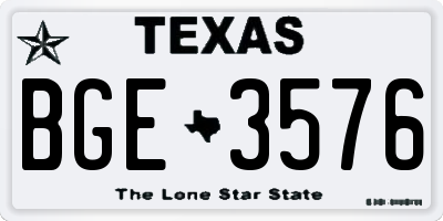 TX license plate BGE3576