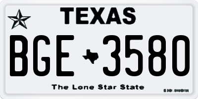 TX license plate BGE3580