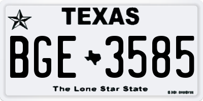 TX license plate BGE3585