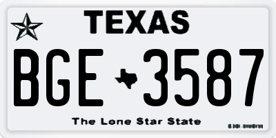 TX license plate BGE3587