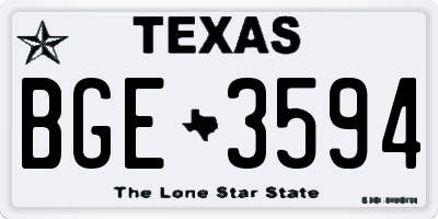 TX license plate BGE3594