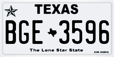 TX license plate BGE3596
