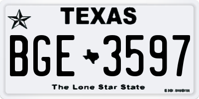 TX license plate BGE3597