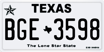 TX license plate BGE3598