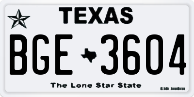 TX license plate BGE3604