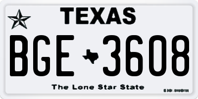 TX license plate BGE3608