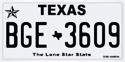 TX license plate BGE3609