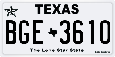 TX license plate BGE3610