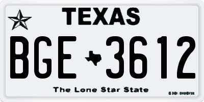TX license plate BGE3612