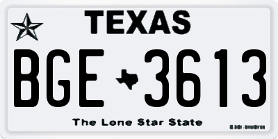 TX license plate BGE3613