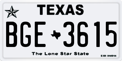 TX license plate BGE3615