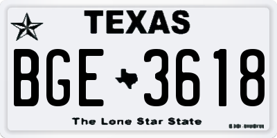 TX license plate BGE3618