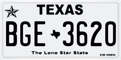 TX license plate BGE3620
