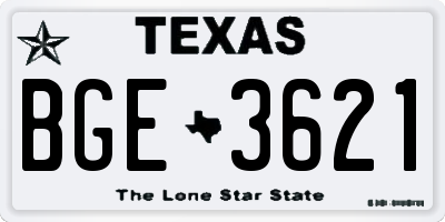 TX license plate BGE3621