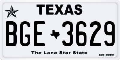 TX license plate BGE3629
