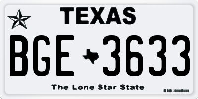 TX license plate BGE3633