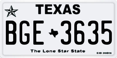 TX license plate BGE3635