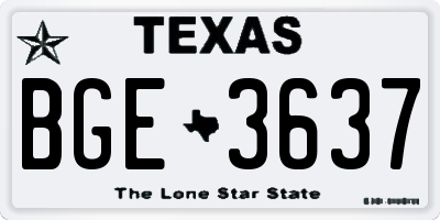 TX license plate BGE3637