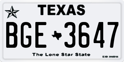 TX license plate BGE3647