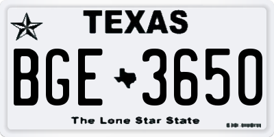 TX license plate BGE3650
