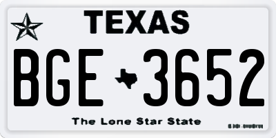 TX license plate BGE3652