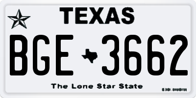 TX license plate BGE3662