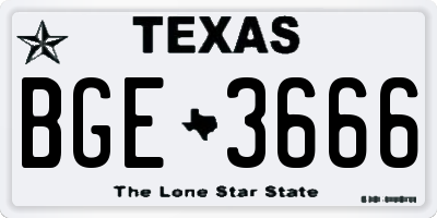TX license plate BGE3666