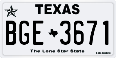 TX license plate BGE3671